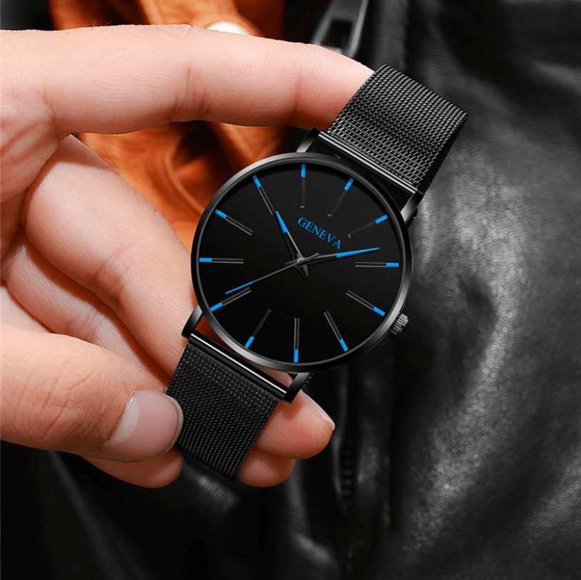 Men's Watch Ultra-Thin – Mesh Strap, Quartz Movement, Scratch-Resistant