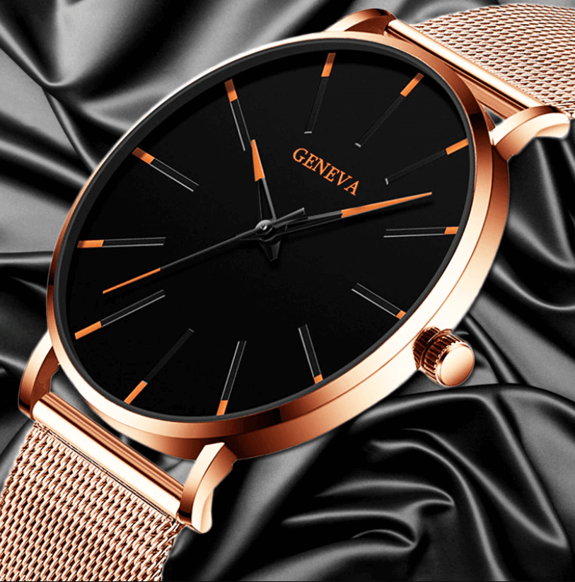Men's Watch Ultra-Thin – Mesh Strap, Quartz Movement, Scratch-Resistant