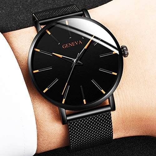 Men's Watch Ultra-Thin – Mesh Strap, Quartz Movement, Scratch-Resistant