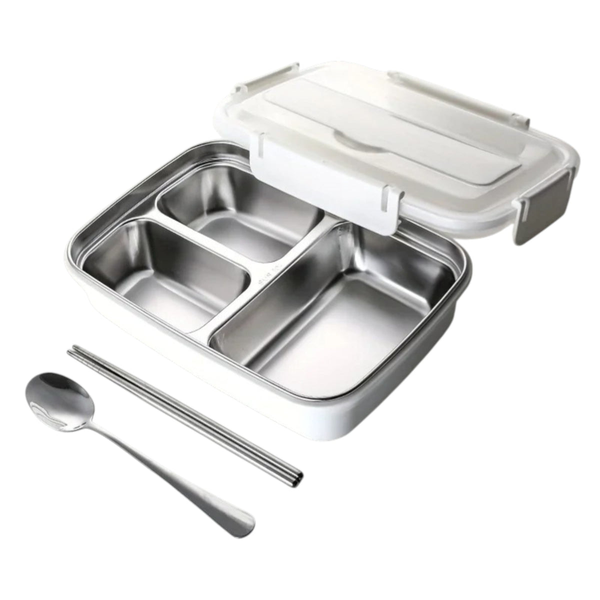 Stainless Steel Bento Box – 1.5L Lunch Box with 4 Compartments & Cutlery