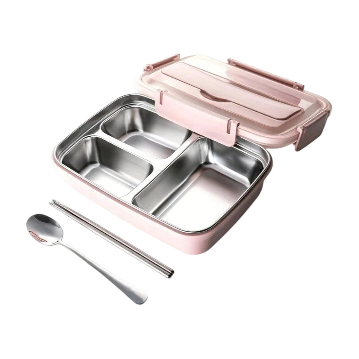 Stainless Steel Bento Box – 1.5L Lunch Box with 4 Compartments & Cutlery