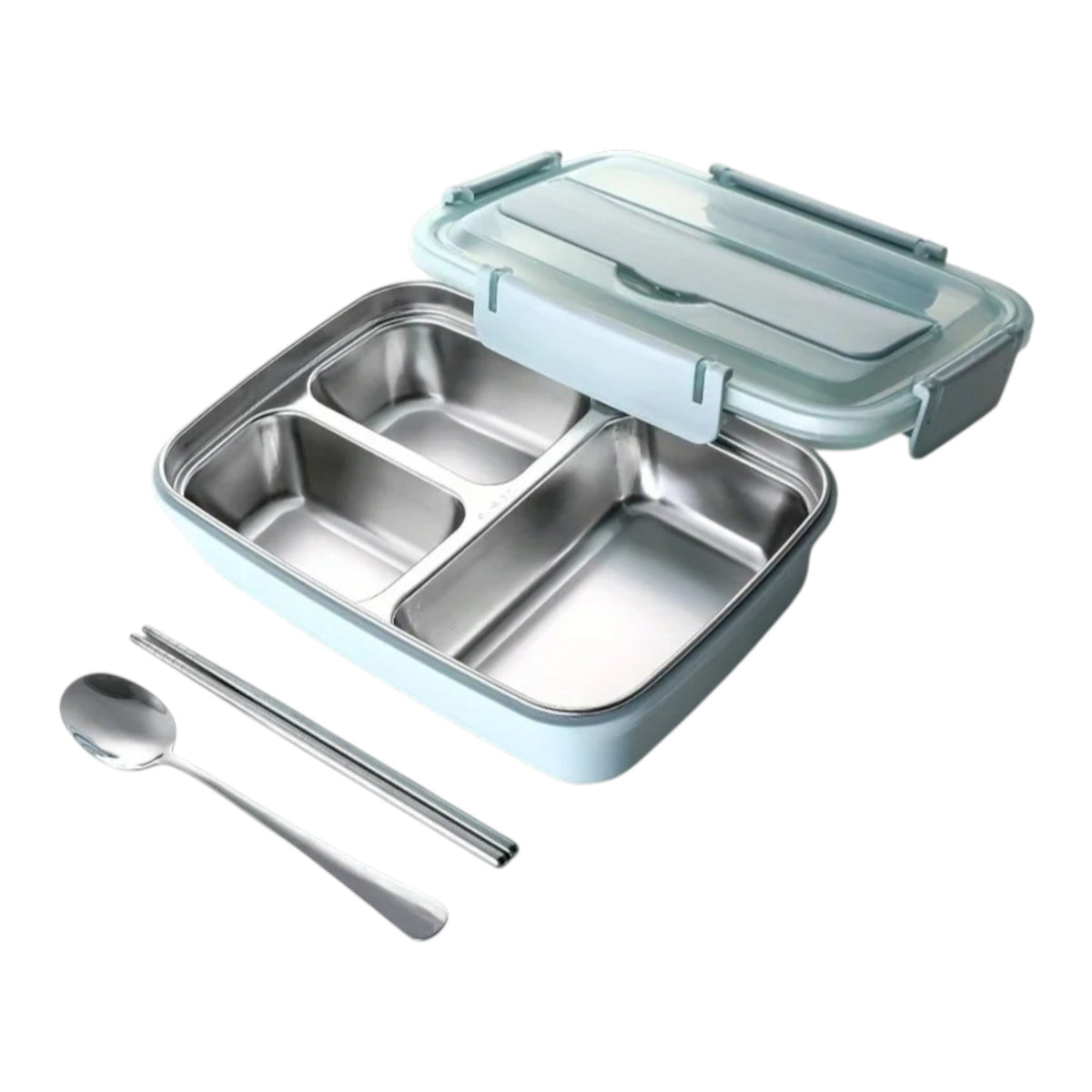 Stainless Steel Bento Box – 1.5L Lunch Box with 4 Compartments & Cutlery
