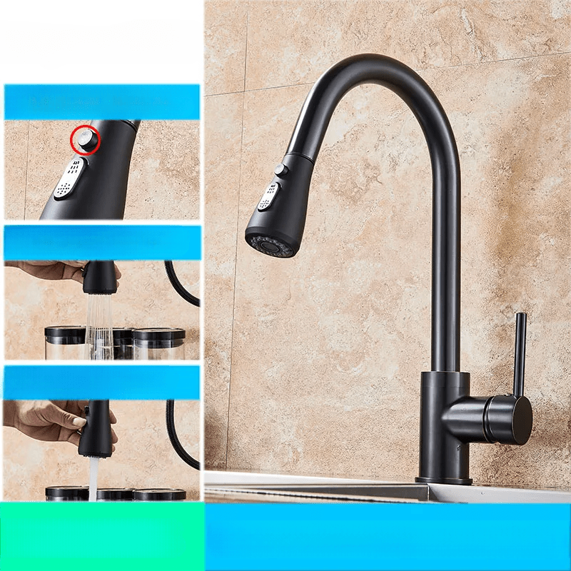 Pull-Down Kitchen Faucet – Single Handle Sink Mixer Tap with Dual Spray